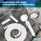 Klabb Travel Filter Shower Head Kit - Portable Outdoor Shower Set with Replaceable Filters,PVC Material Hose & Storage Bag,Ideal for Camping,RV,Beach,Hiking &Travel Use